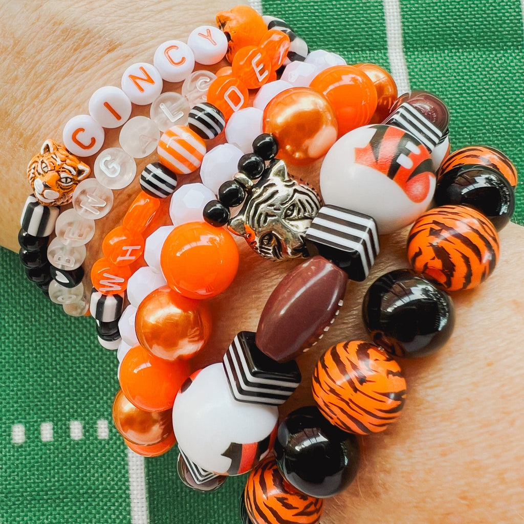 Bracelet Stacks - Football Beaded Bracelet Set For Women