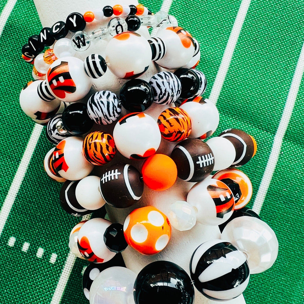 Football Beaded Bracelet Set  Cincinnati 