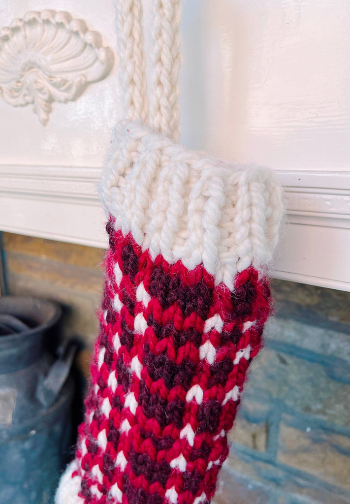 Personalized Plaid Hand Knit Christmas Stockings 