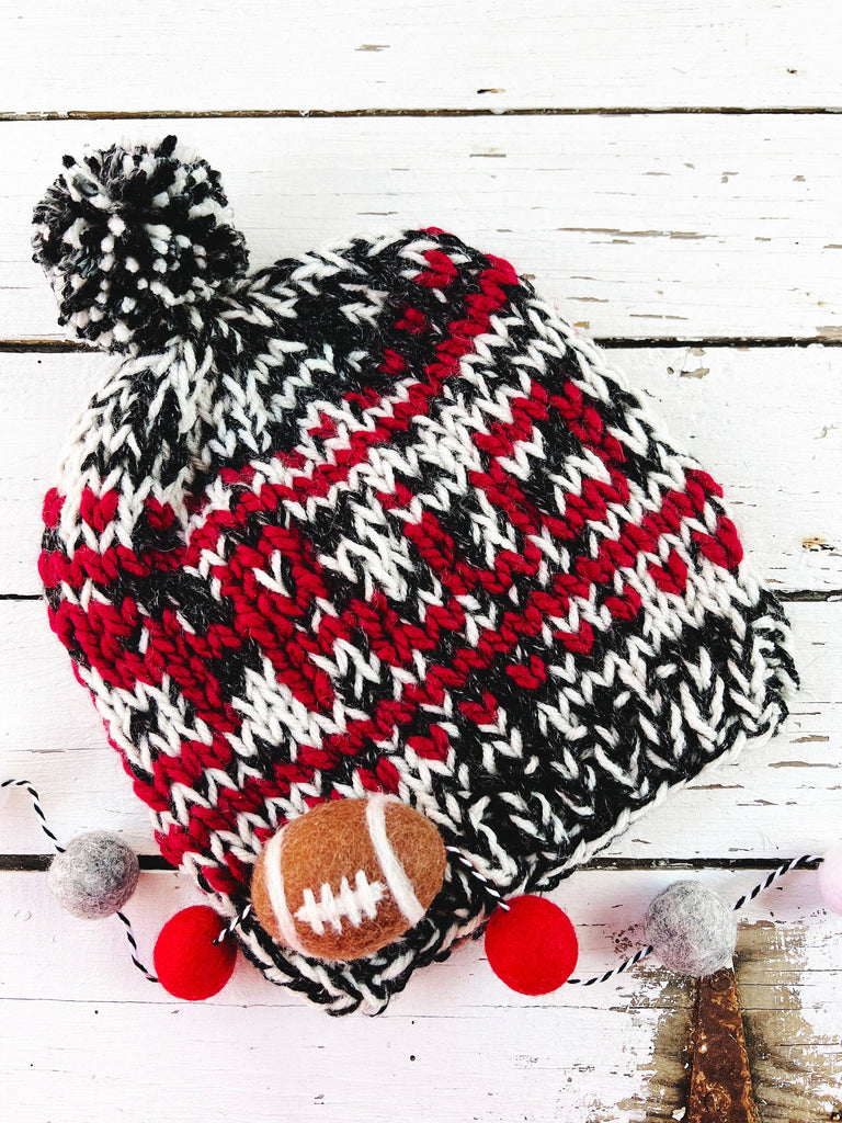 Hand Knit Ohio State Buckeyes Beanie Hat 