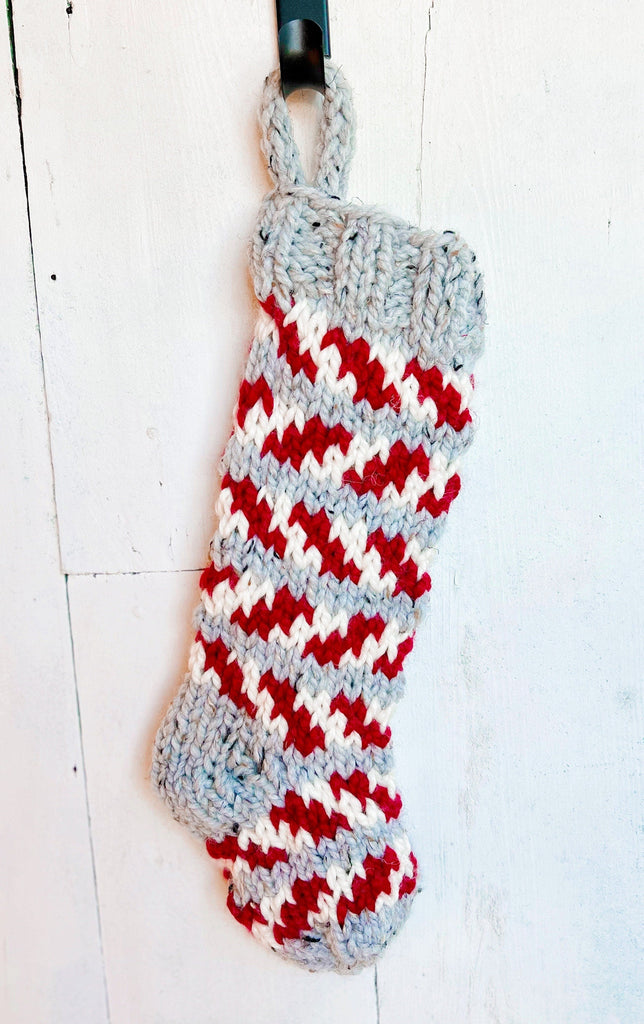 Knit Candy Cane Christmas Stockings - Personalized