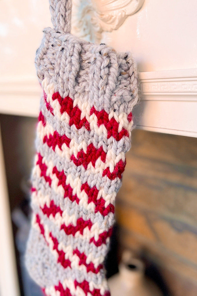 Hand Knit Candy Cane Christmas Family Stockings