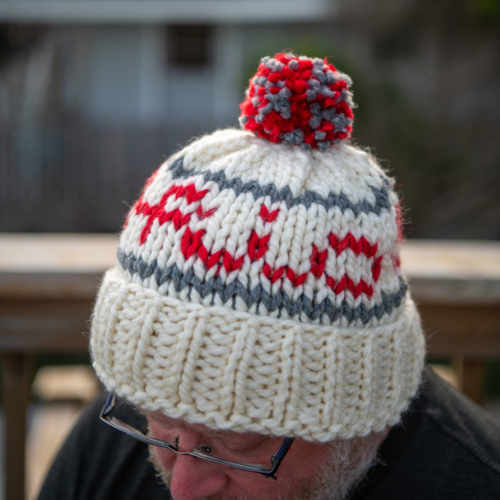 Ohio State Hand Knit Hat - Chunky Knitted Beanie