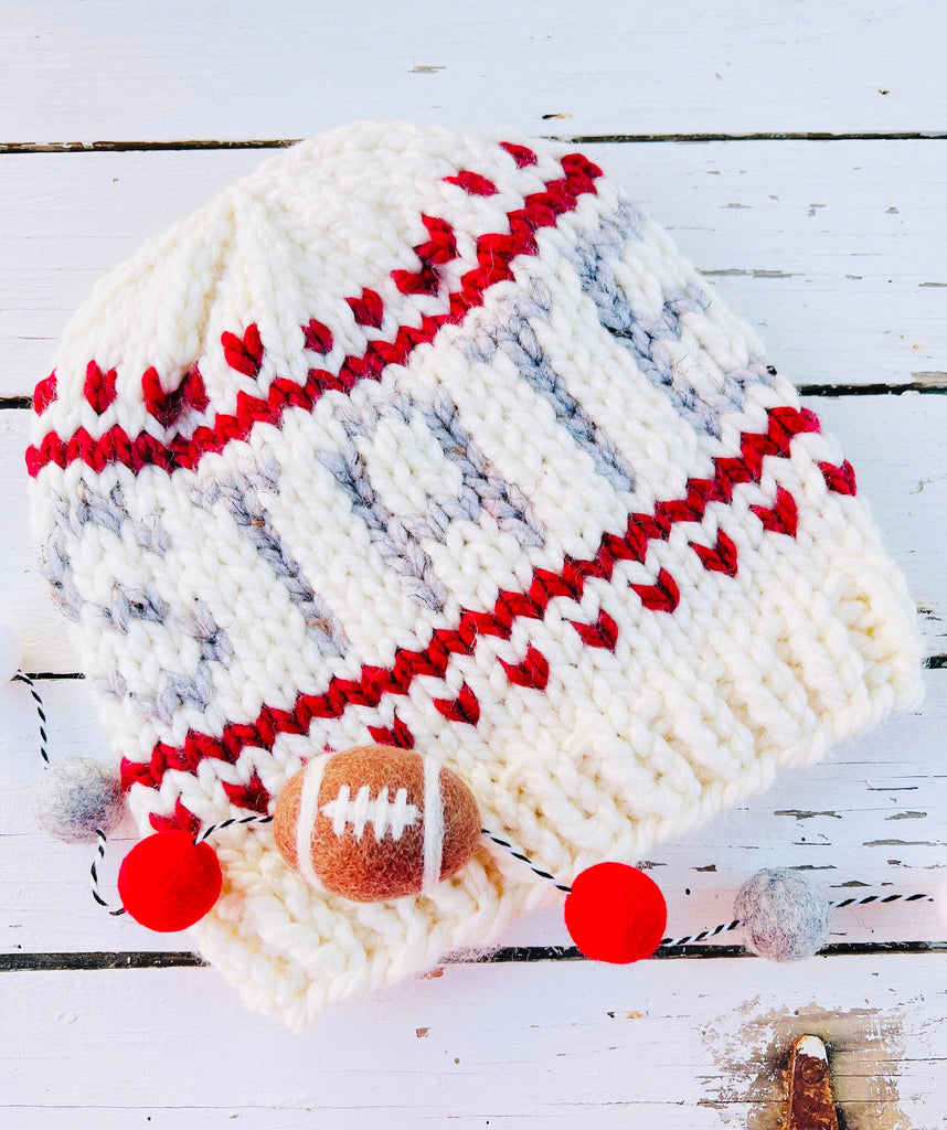 Ready To Ship HAT - Ohio State Hand Knit Chunky Winter Hat 