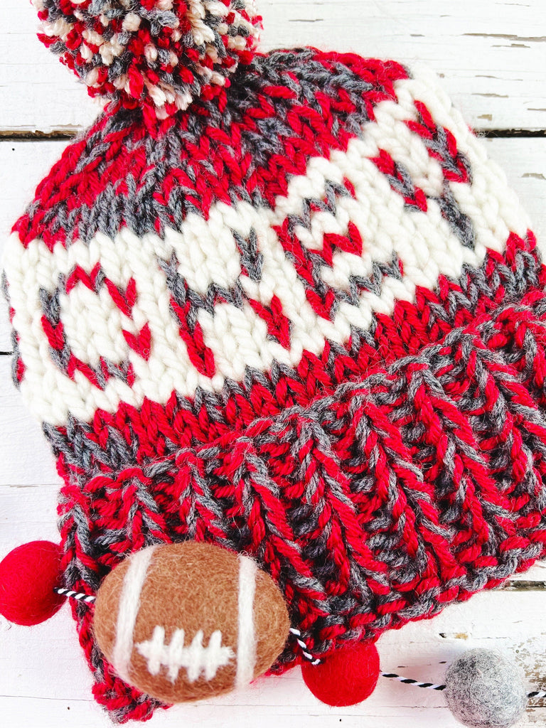 Ohio State Knitted Winter Hat - Folded Brim - Adult Small