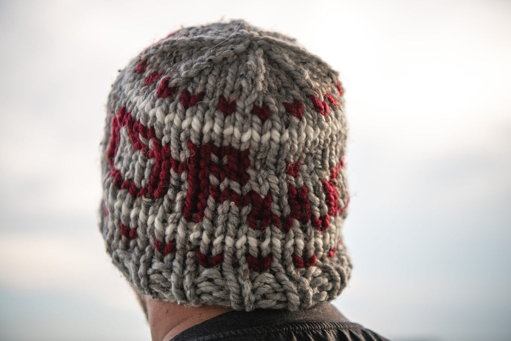 Ohio State Hand Knit Hat -  Beanie With Straight Brim 