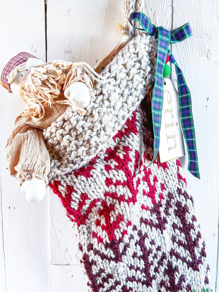 Personalized Knit Stocking - Ombre Christmas Trees