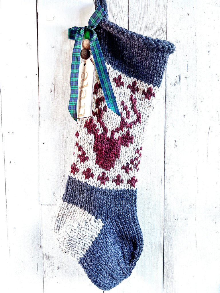 Knit Reindeer Stockings - Christmas Stockings - Customized