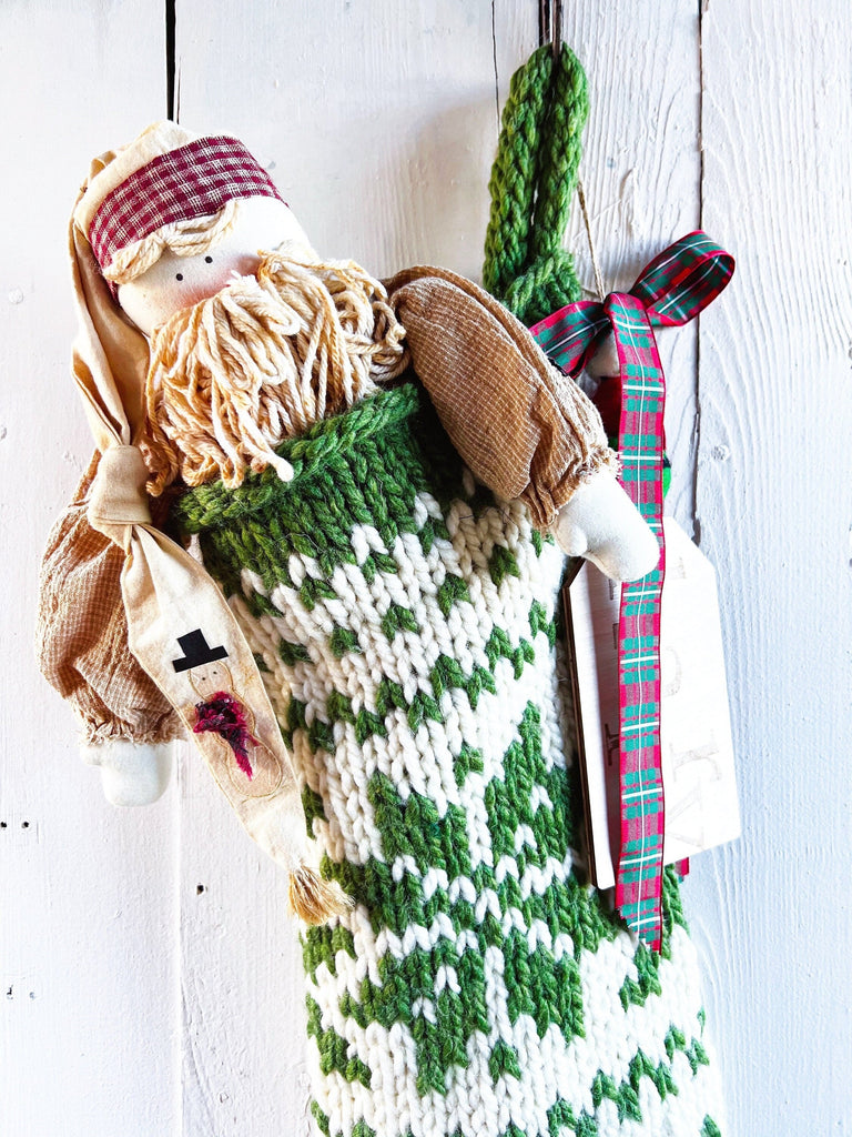 Hand Knit Monochrome Snowflake Stockings