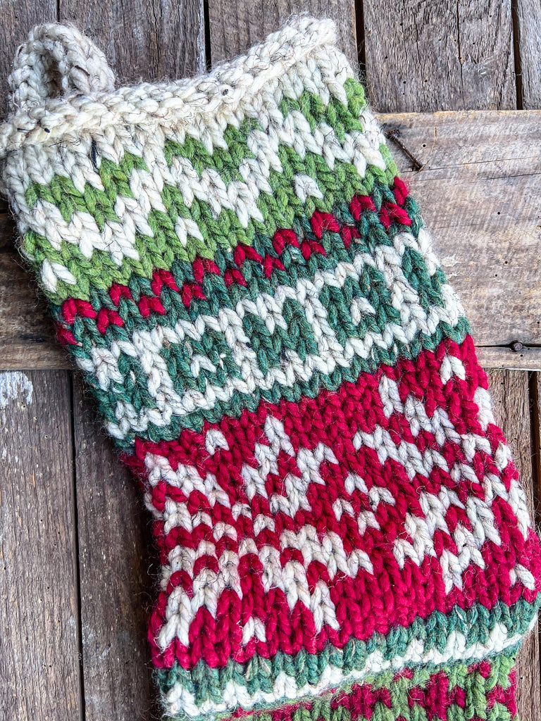 Hand Knit Christmas Stocking - Personalized Wool Heirloom 