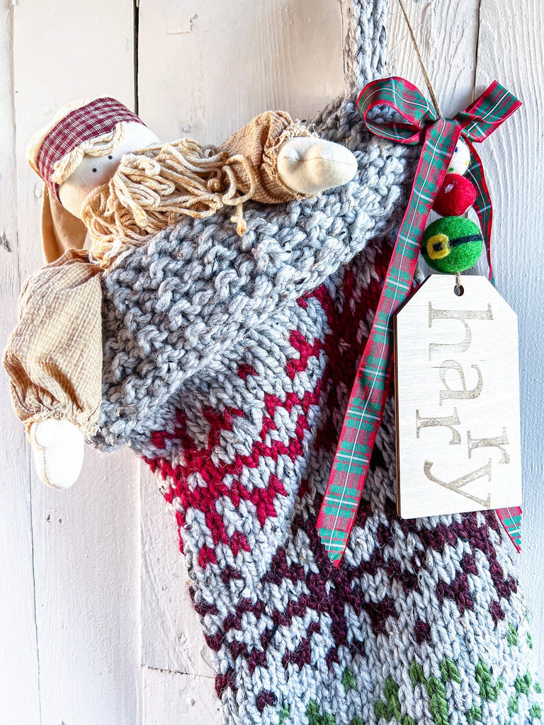 Hand Knit Ombre Snowflake Stockings 