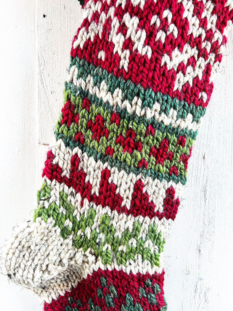 Chunky Knit Christmas Stocking - Sampler HO HO HO Design