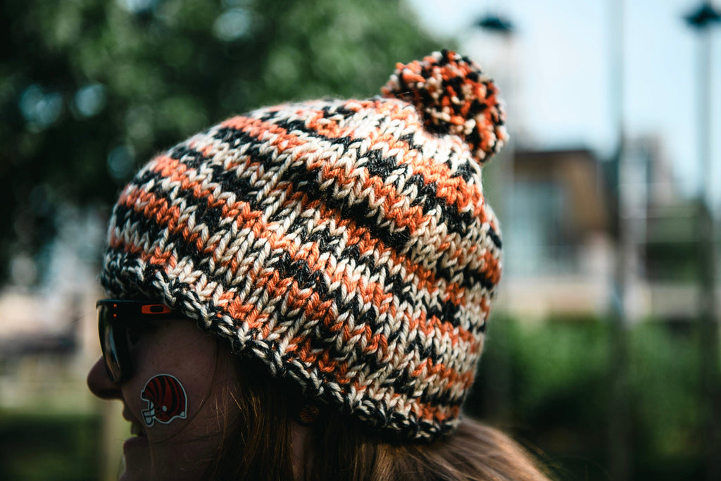 Cincinnati Football Fan Winter Hat - Chunky Knitted Beanies